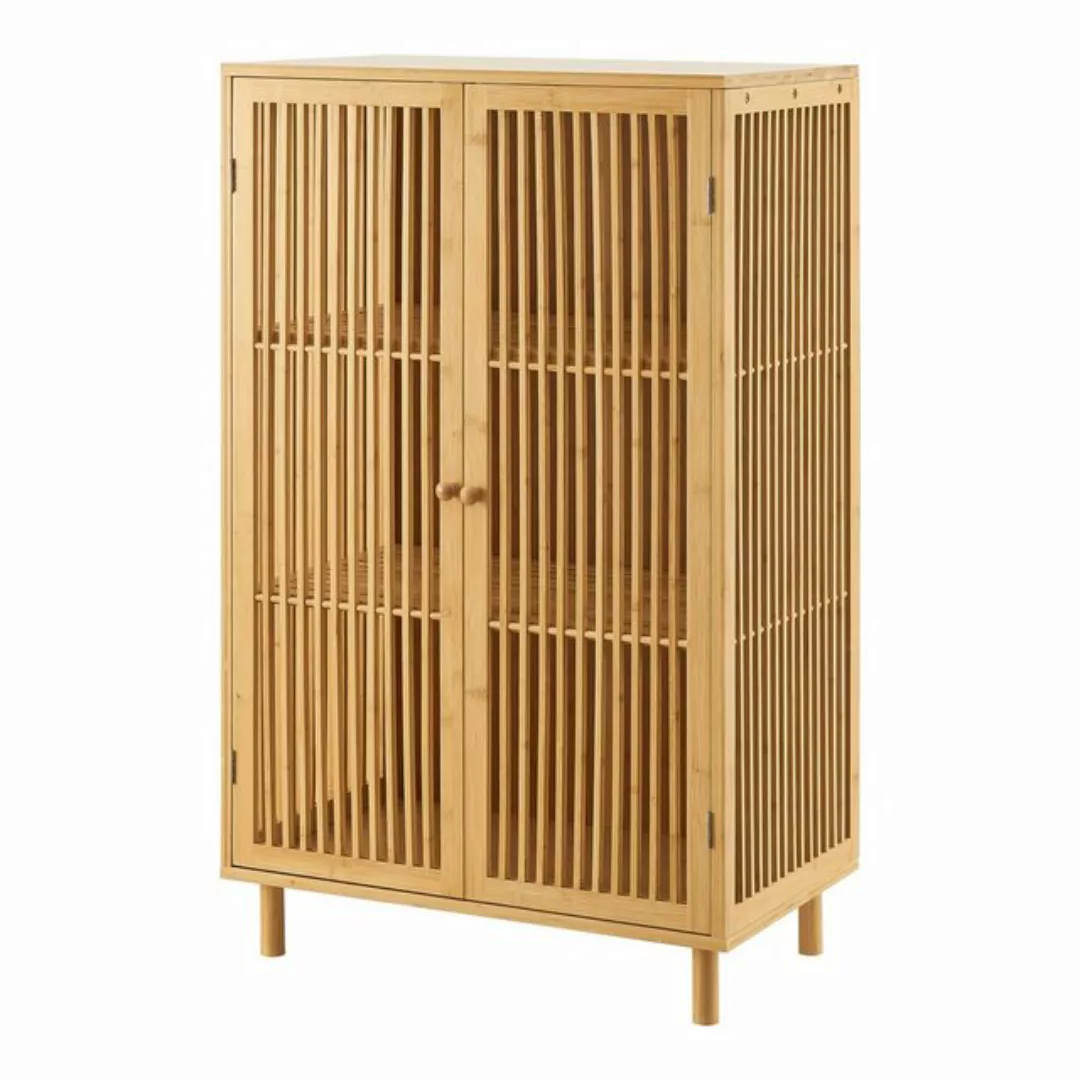 en.casa Beistellschrank »Grong« mit 3 Ablagen Bambus 110 x 66 x 40 cm günstig online kaufen