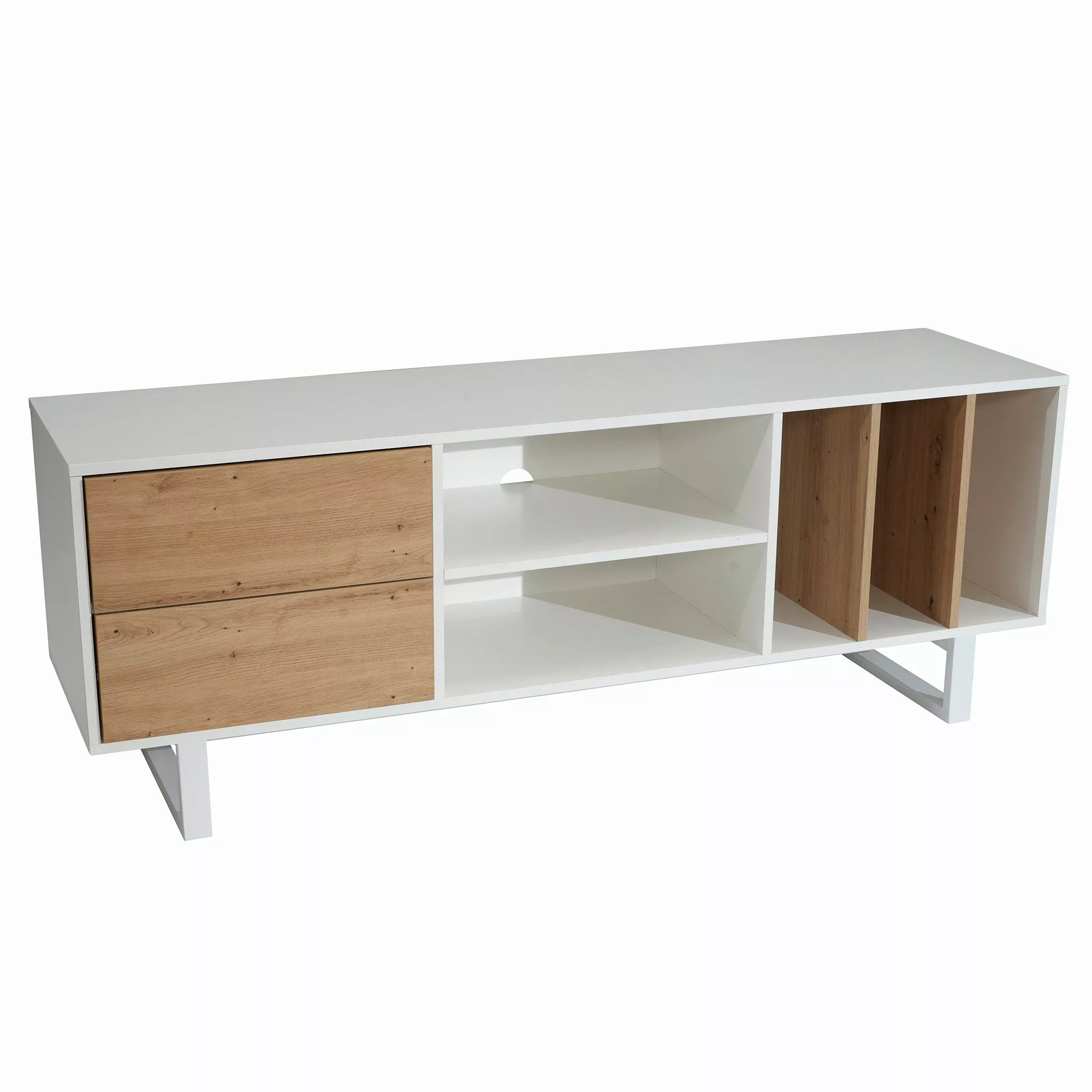 FINEBUY Lowboard FB56045 (Weiß / Eiche-Dekor, günstig online kaufen
