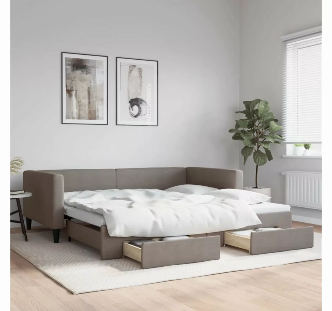 vidaXL Gästebett Gästebett Tagesbett Ausziehbar mit Schubladen Taupe 100x20 günstig online kaufen