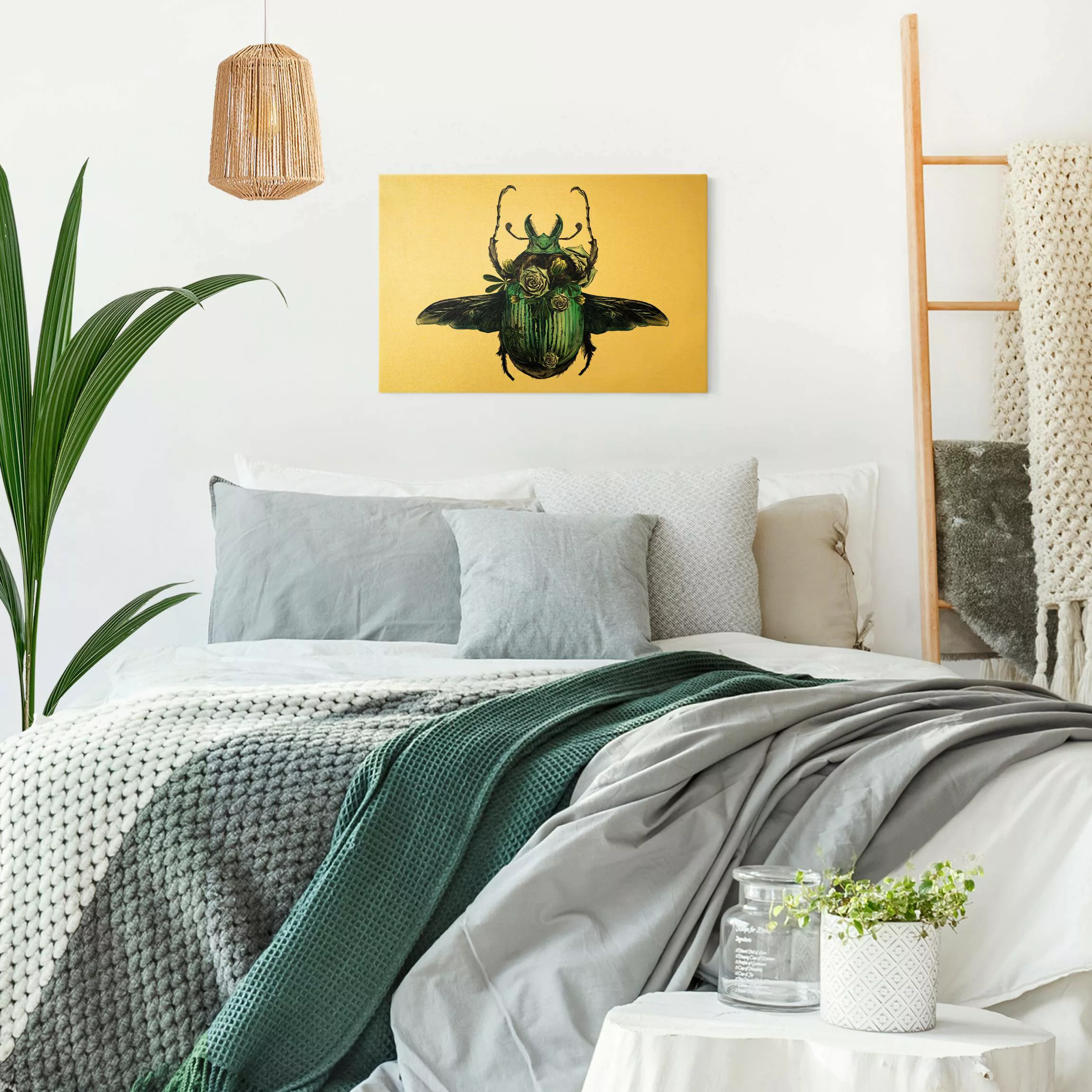 Leinwandbild Illustration floraler Käfer günstig online kaufen