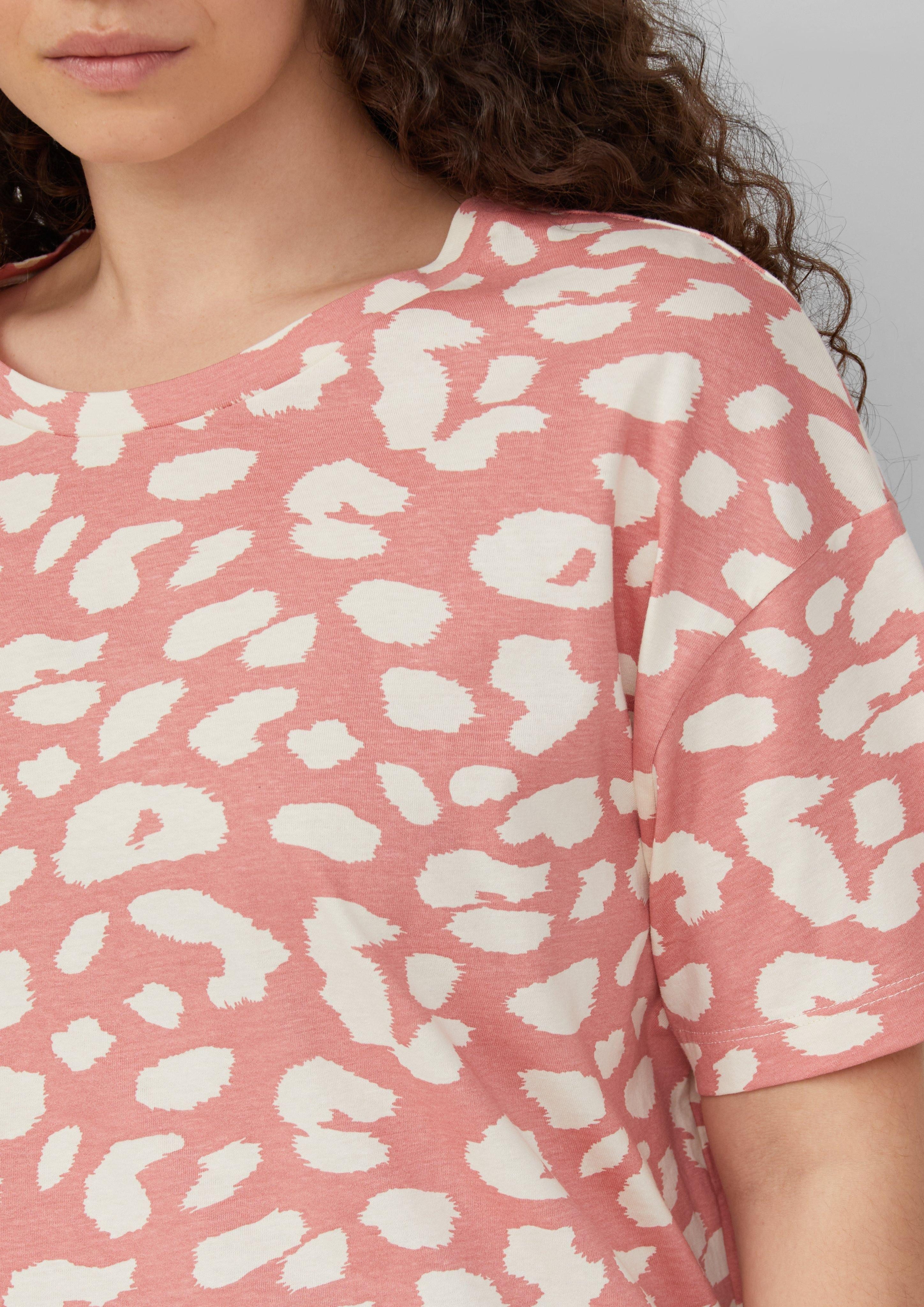 QS Kurzarmshirt Verkürztes T-Shirt mit All-over-Print günstig online kaufen