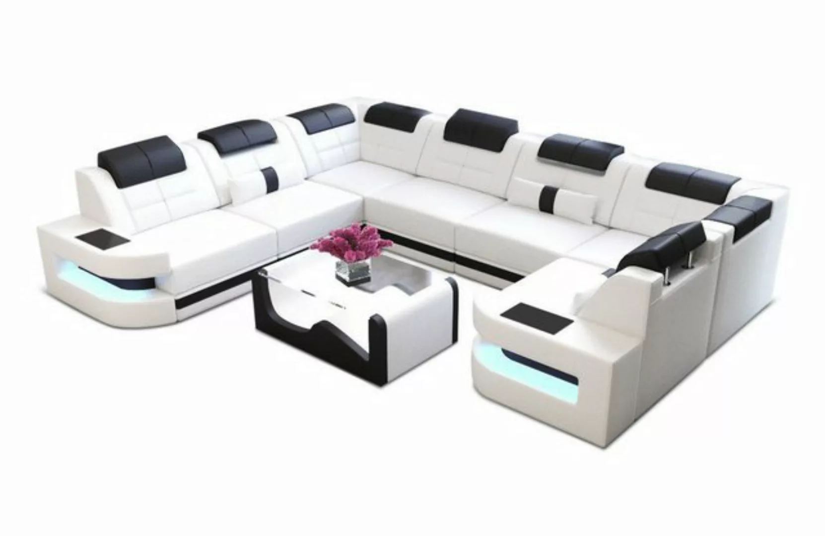 Sofa Dreams Wohnlandschaft Ledersofa Como U Form Mini, Designersofa, Sofa m günstig online kaufen