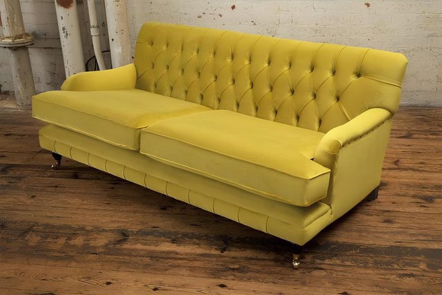 Xlmoebel Sofa Chesterfield Gelbes Sofa mit Polstern, 3-Sitzer Couchgarnitur günstig online kaufen