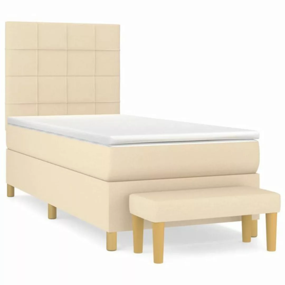 vidaXL Boxspringbett Boxspringbett mit Matratze Creme 100x200 cm Stoff Bett günstig online kaufen