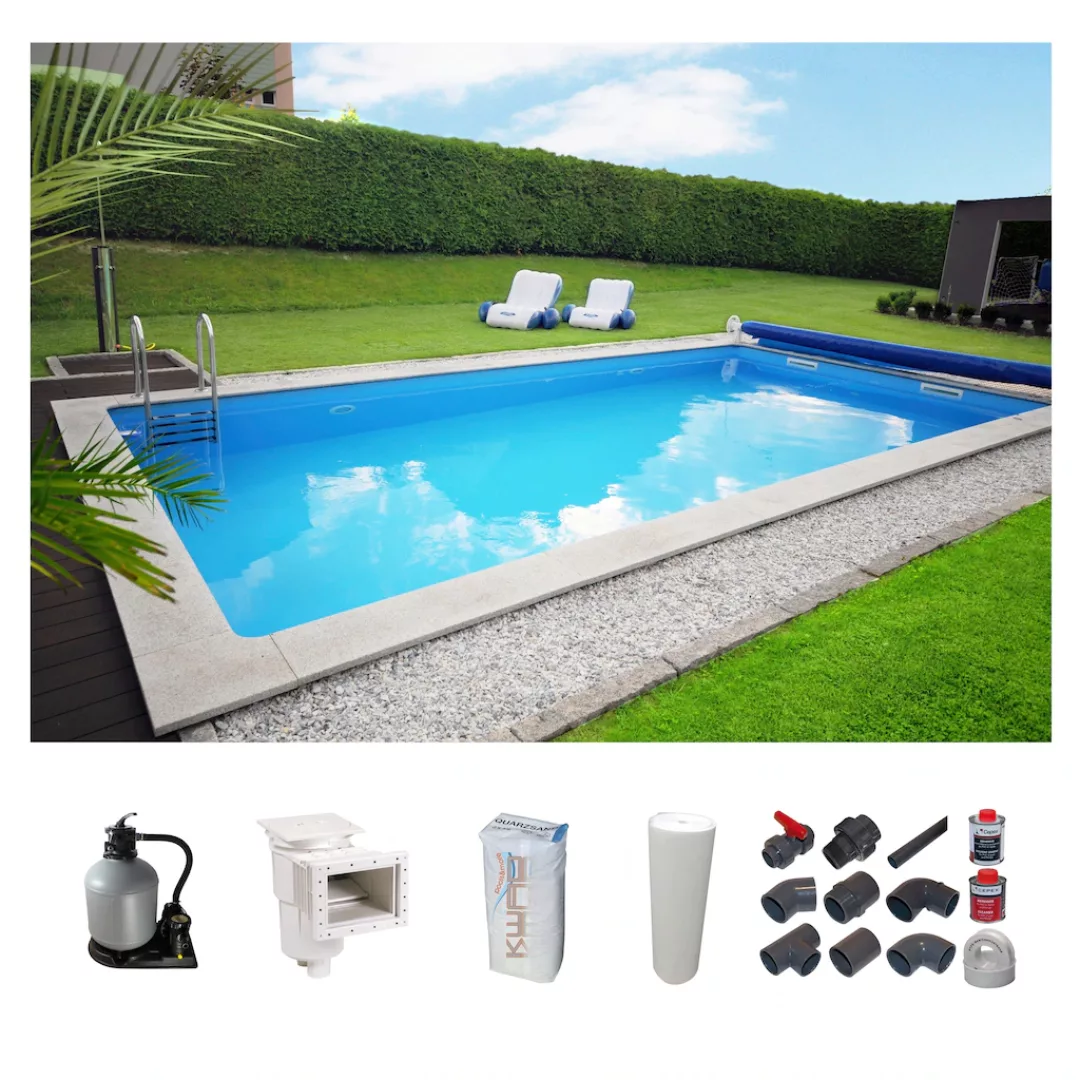 KWAD Rechteckpool "mit Römertreppe", (Set), 8x4, 7x3,5 oder 6x3m Höhe: 1,50 günstig online kaufen