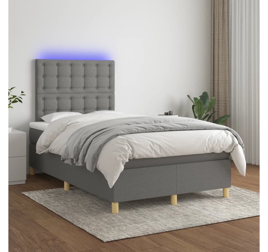 vidaXL Boxspringbett Boxspringbett mit Matratze LED Dunkelgrau 120x200 cm S günstig online kaufen