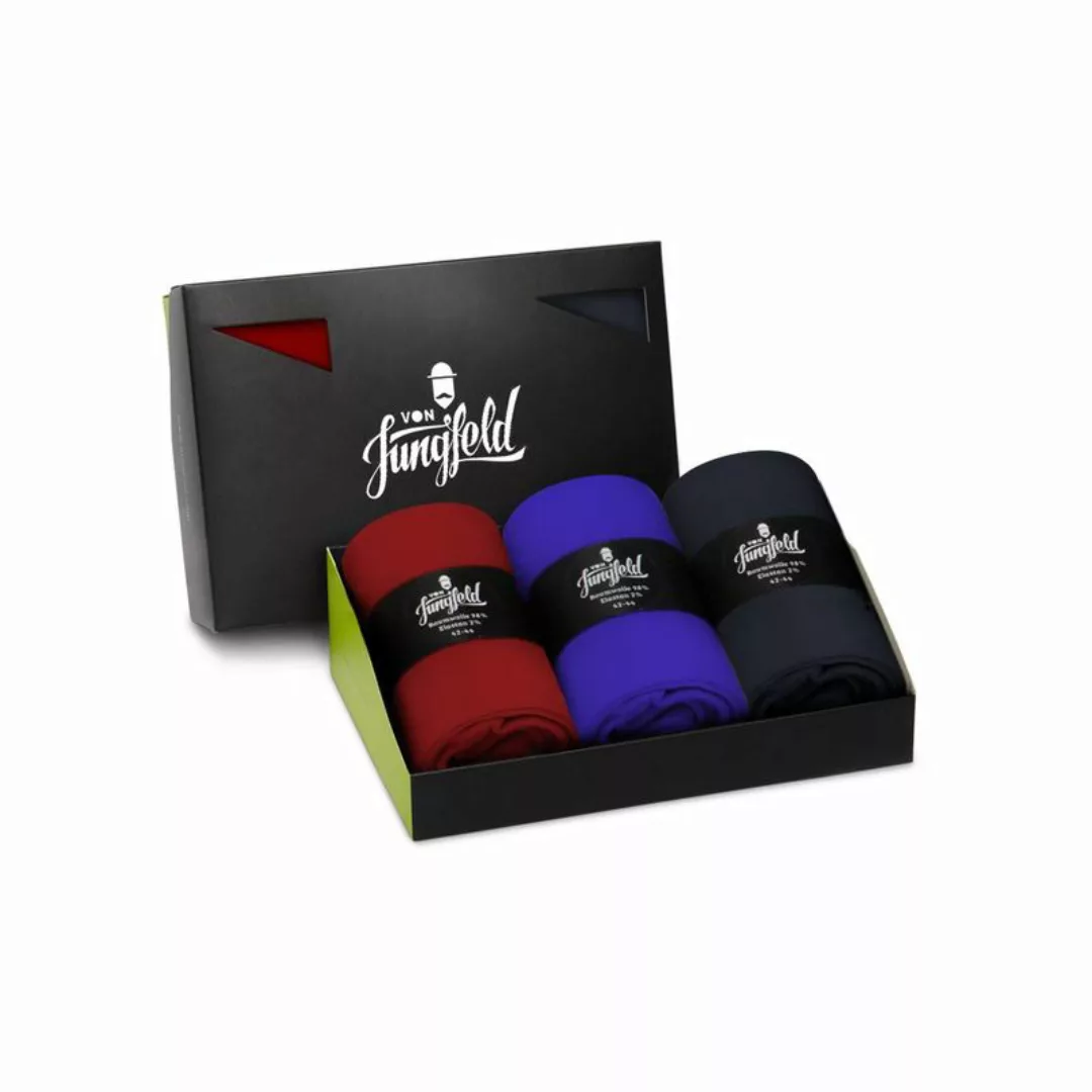 Von Jungfeld 3er Pack Herren Socken, Geschenkbox, gemischte Farben Rot/Blau günstig online kaufen