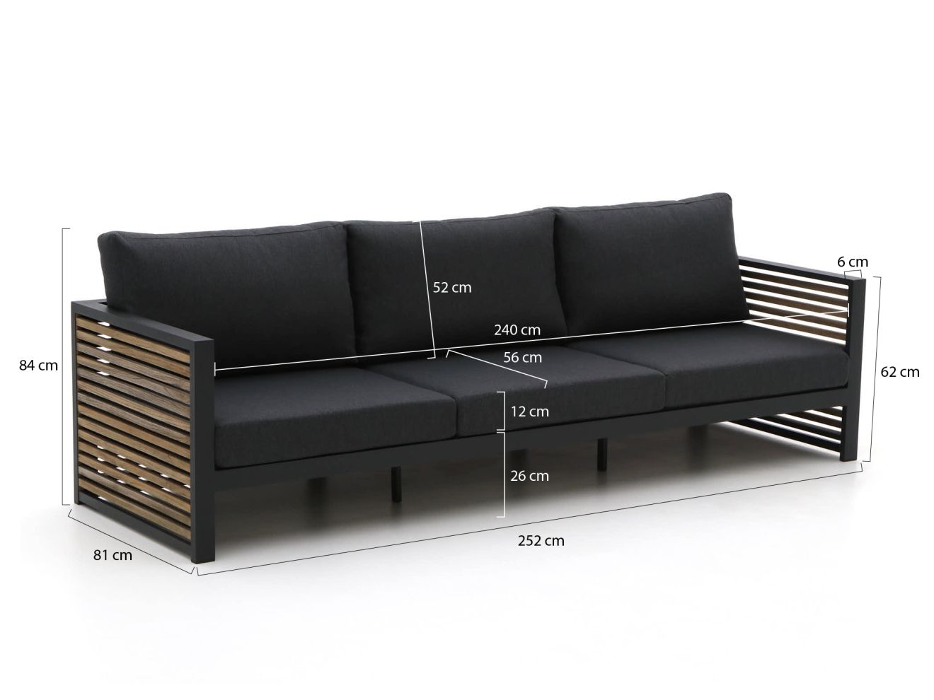 Bellagio Cadora Gartensofa 3-Sitzer 252 cm günstig online kaufen