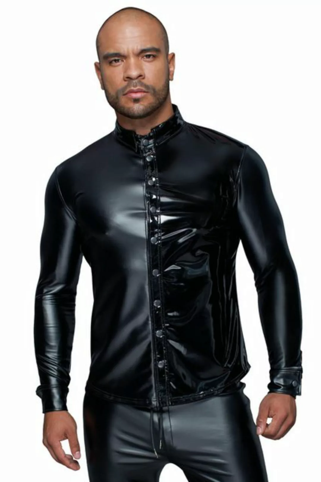 Noir Handmade Men Langarmhemd Wetlook-Hemd H064 Langärmliges Powerwetlook S günstig online kaufen