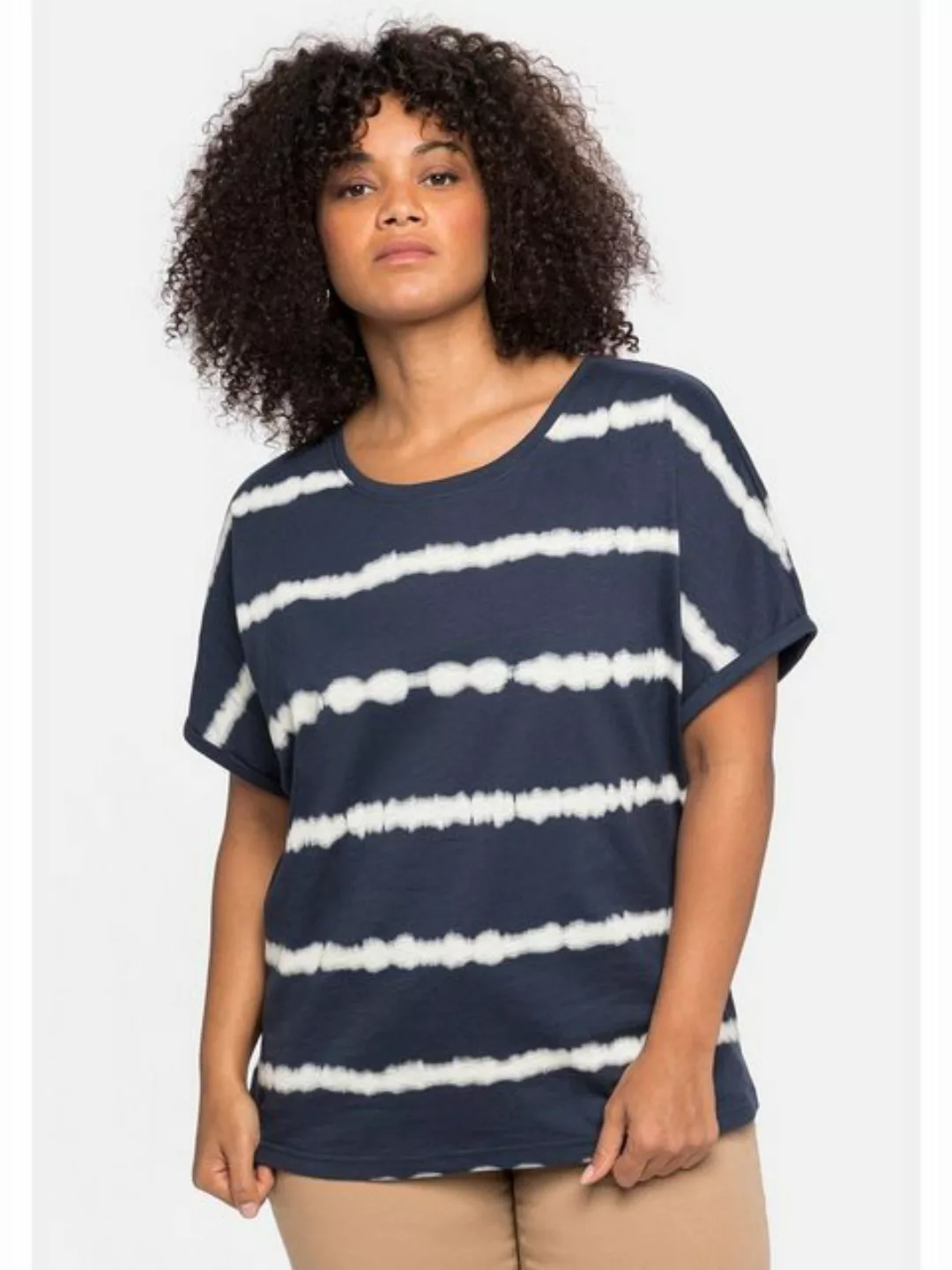 Sheego T-Shirt Große Größen im Batik-Look, überschnittene Schultern günstig online kaufen