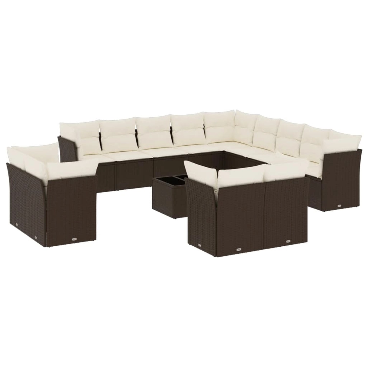 vidaXL 14-Tlg Garten-Sofagarnitur mit Kissen Braun Poly Rattan 3218563 günstig online kaufen