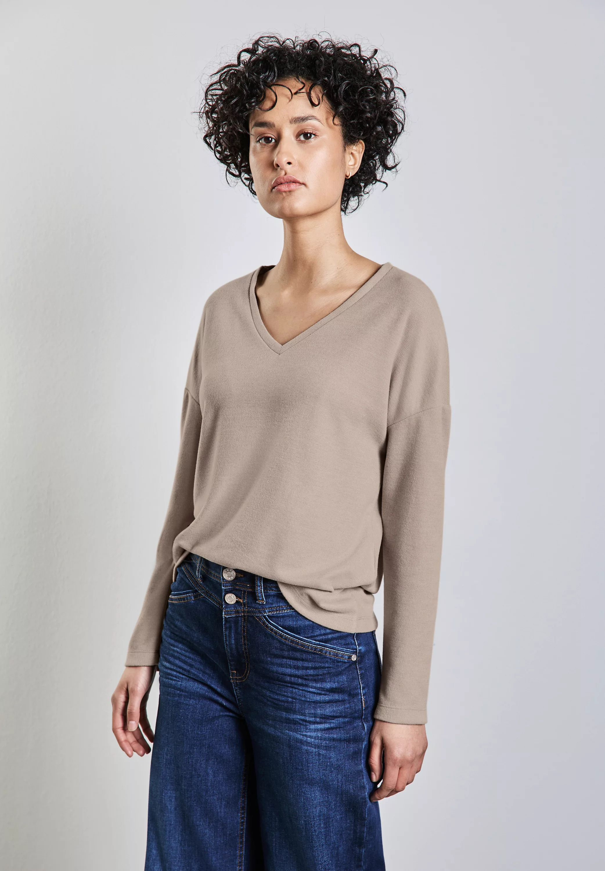 STREET ONE Langarmshirt, aus elastischem Materialmix günstig online kaufen
