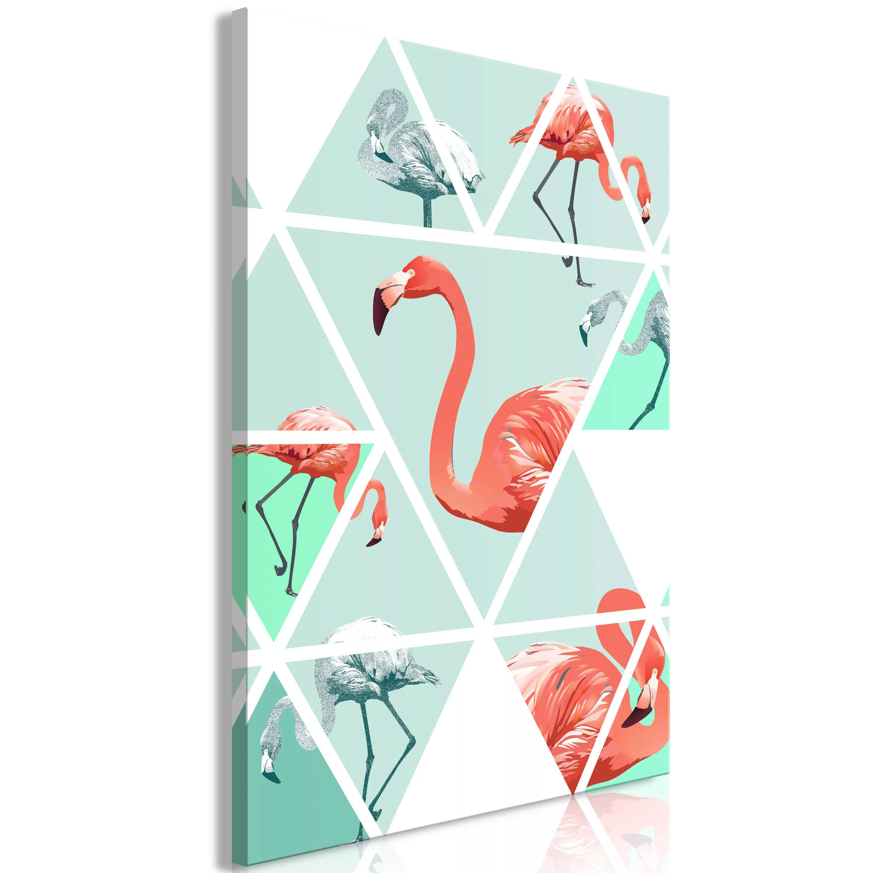 Wandbild - Geometric Flamingos (1 Part) Vertical günstig online kaufen