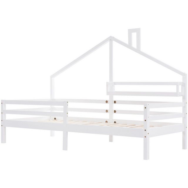 MODFU Kinderbett Jugendbett Massivholzbett Einzelbett (90x200cm Weiß mit La günstig online kaufen