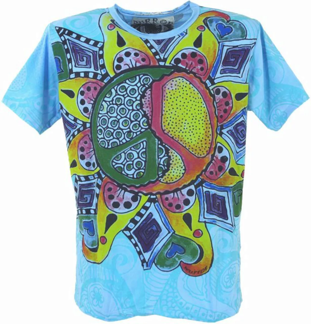 Guru-Shop T-Shirt Mirror T-Shirt - Peace blau Goa Style, Festival, alternat günstig online kaufen
