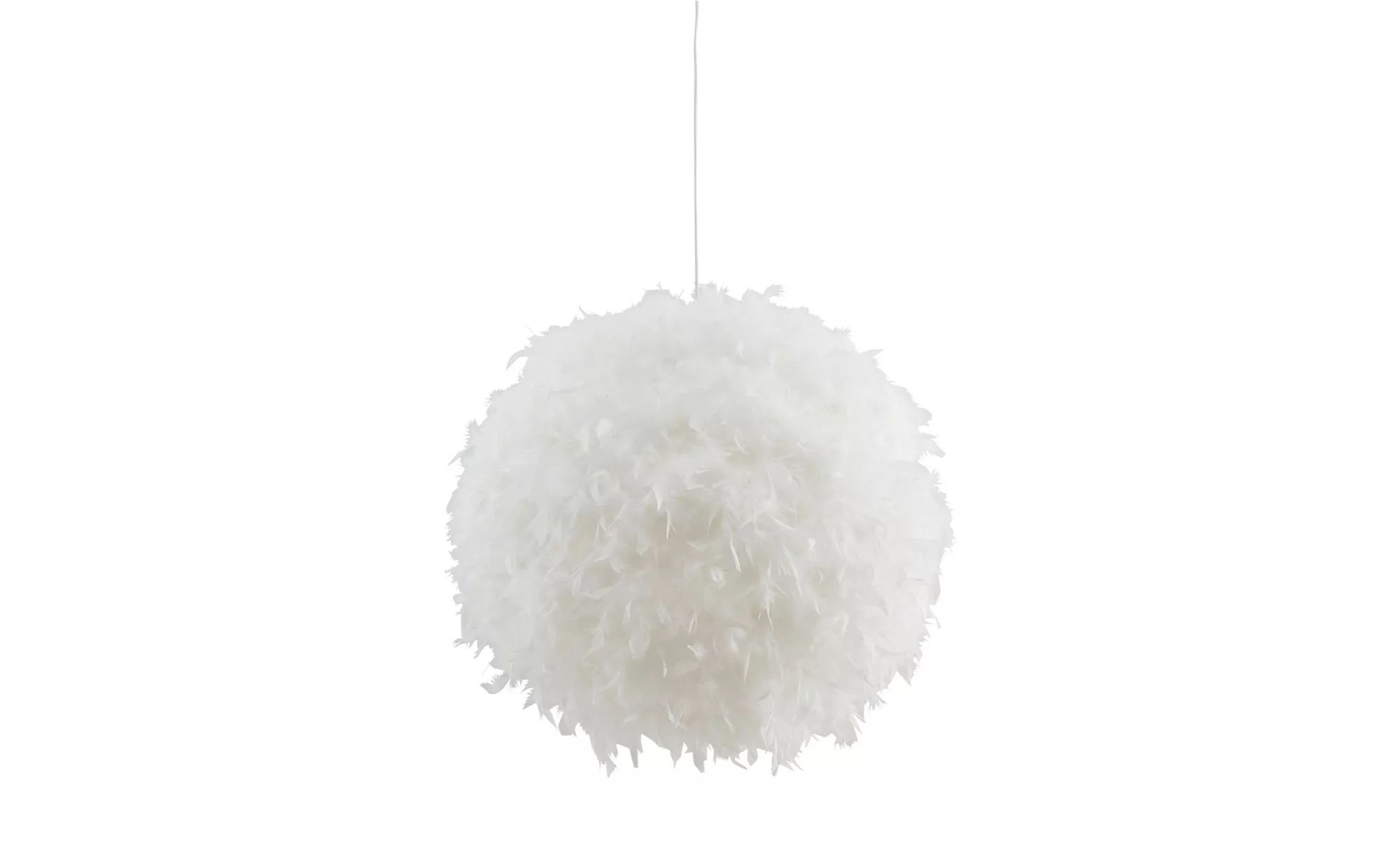 Pendelleuchte, 1-flammig, Schirm aus weißen Federn - weiß - 150 cm - Lampen günstig online kaufen