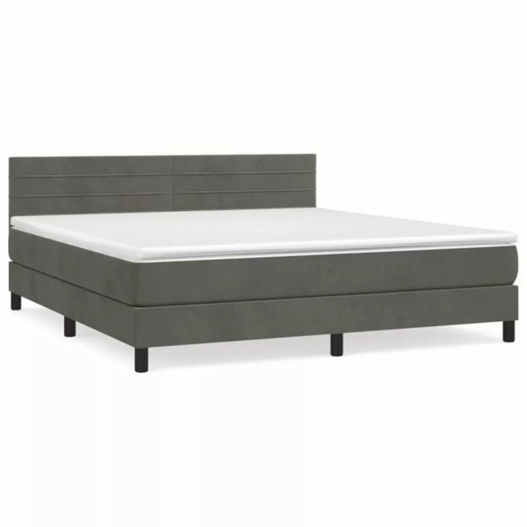 furnicato Bett Boxspringbett mit Matratze Dunkelgrau 160x200 cm Samt (1-tlg günstig online kaufen