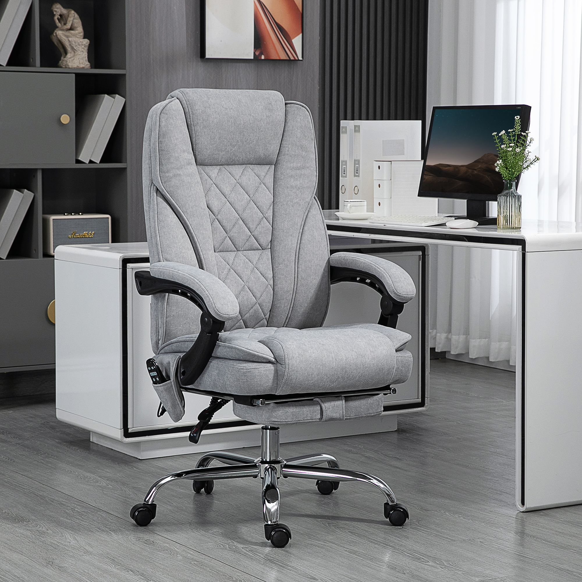 Vinsetto Bürostuhl mit Vibrtationsmassage, Ergonomischer Schreibtischstuhl günstig online kaufen