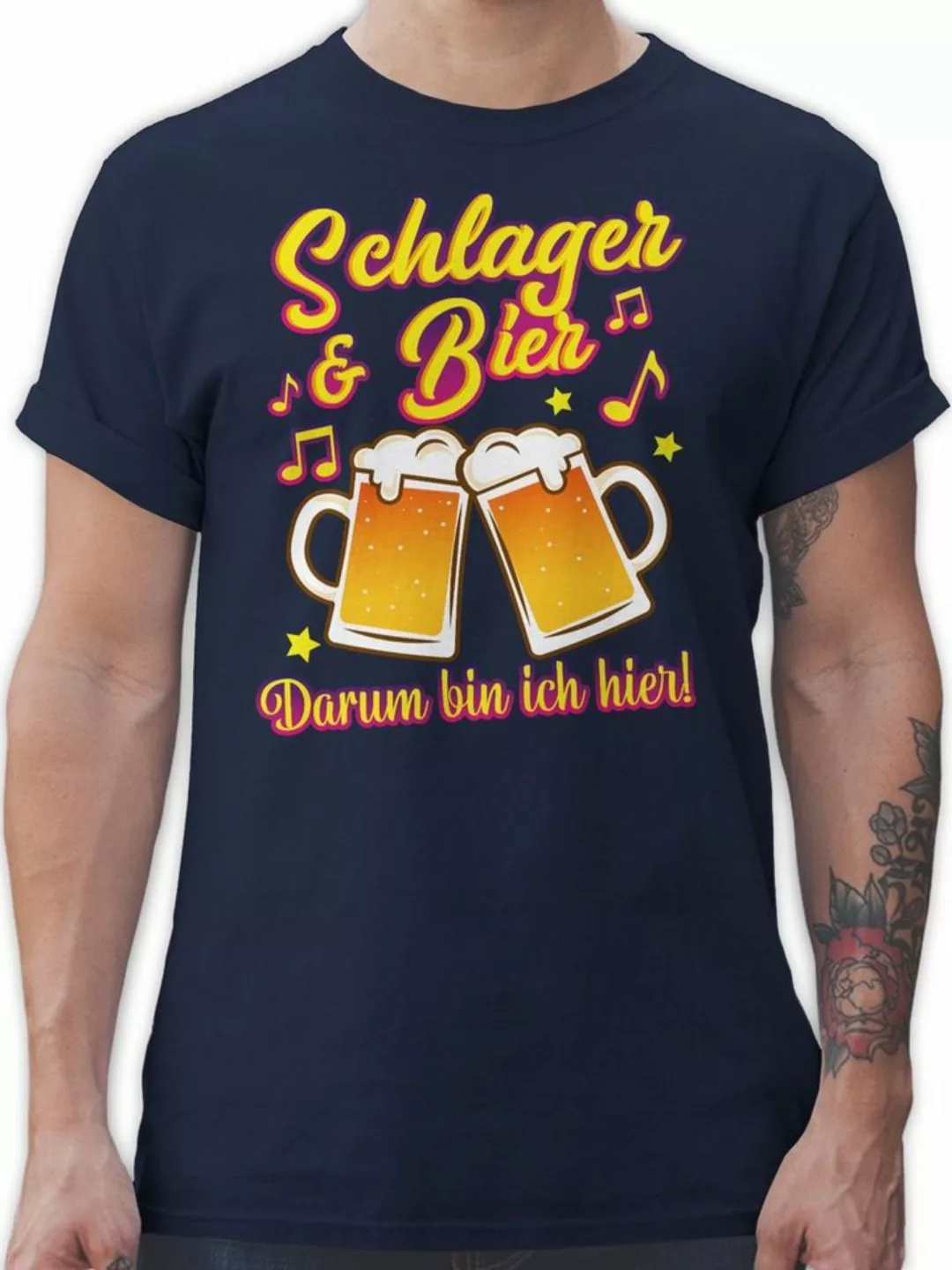 Shirtracer T-Shirt Schlager & Bier darum bin ich hier! Schlager Party Outfi günstig online kaufen