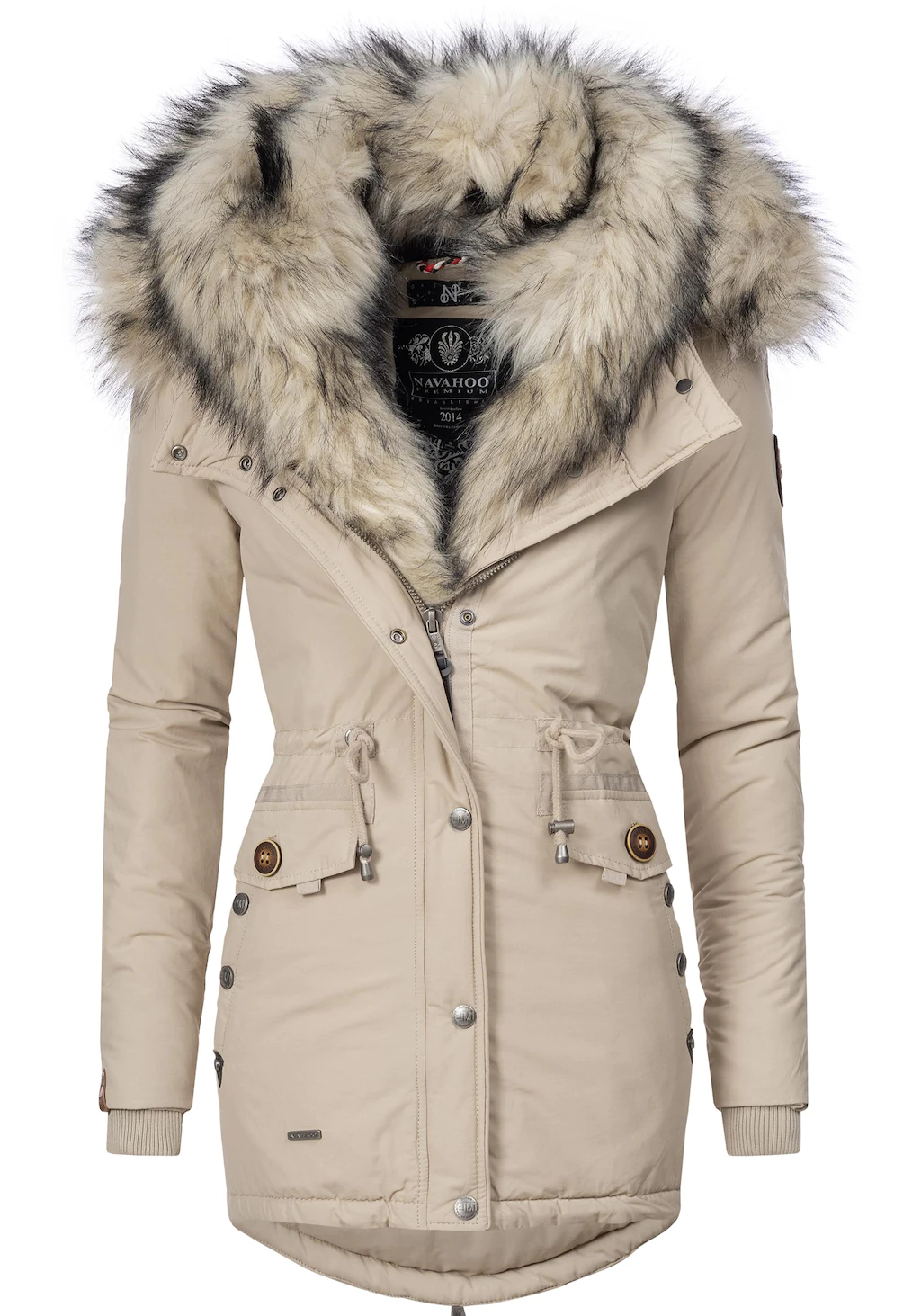 Navahoo Wintermantel "Sweety", abgefahrener Winterparka m. 2 Kunstpelz-Kapu günstig online kaufen