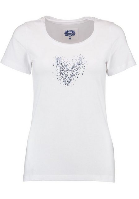 OS-Trachten Trachtenshirt Wimporo Kurzarm T-Shirt mit Strass-Hirsch auf der günstig online kaufen