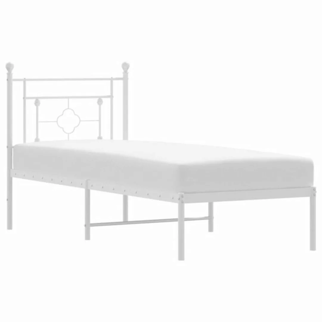 vidaXL Bettgestell Bettgestell mit Kopfteil Metall Weiß 75x190 cm Bett Bett günstig online kaufen