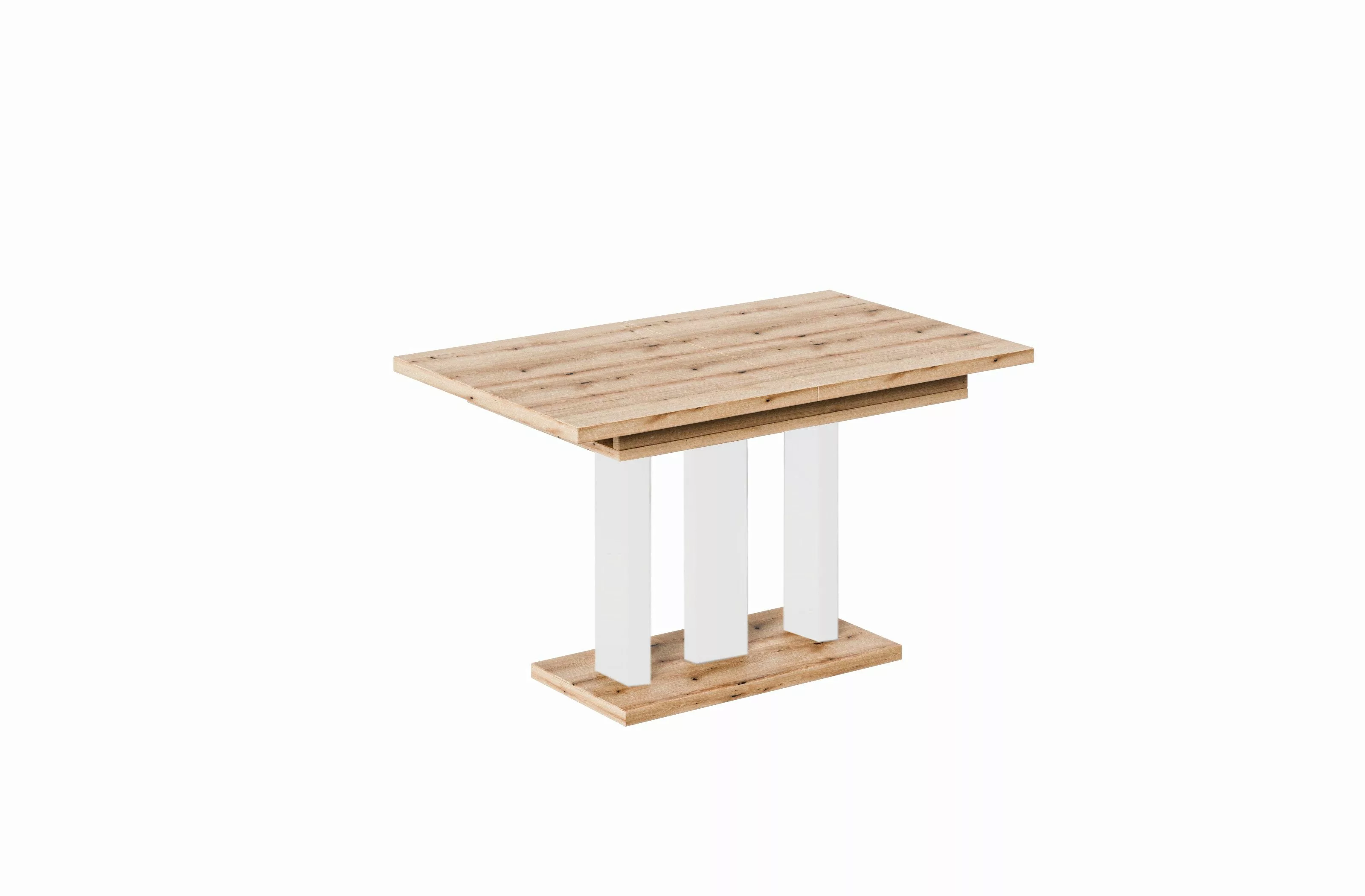 Endo-Moebel Säulen-Esstisch "Appia White" 130-210cm ausziehbar günstig online kaufen