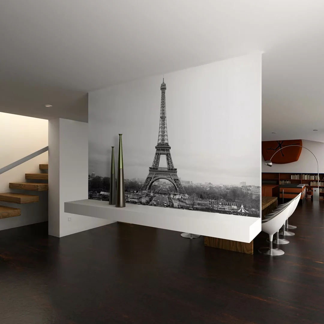Fototapete - Paris auf schwarz-weißer Fotografie günstig online kaufen