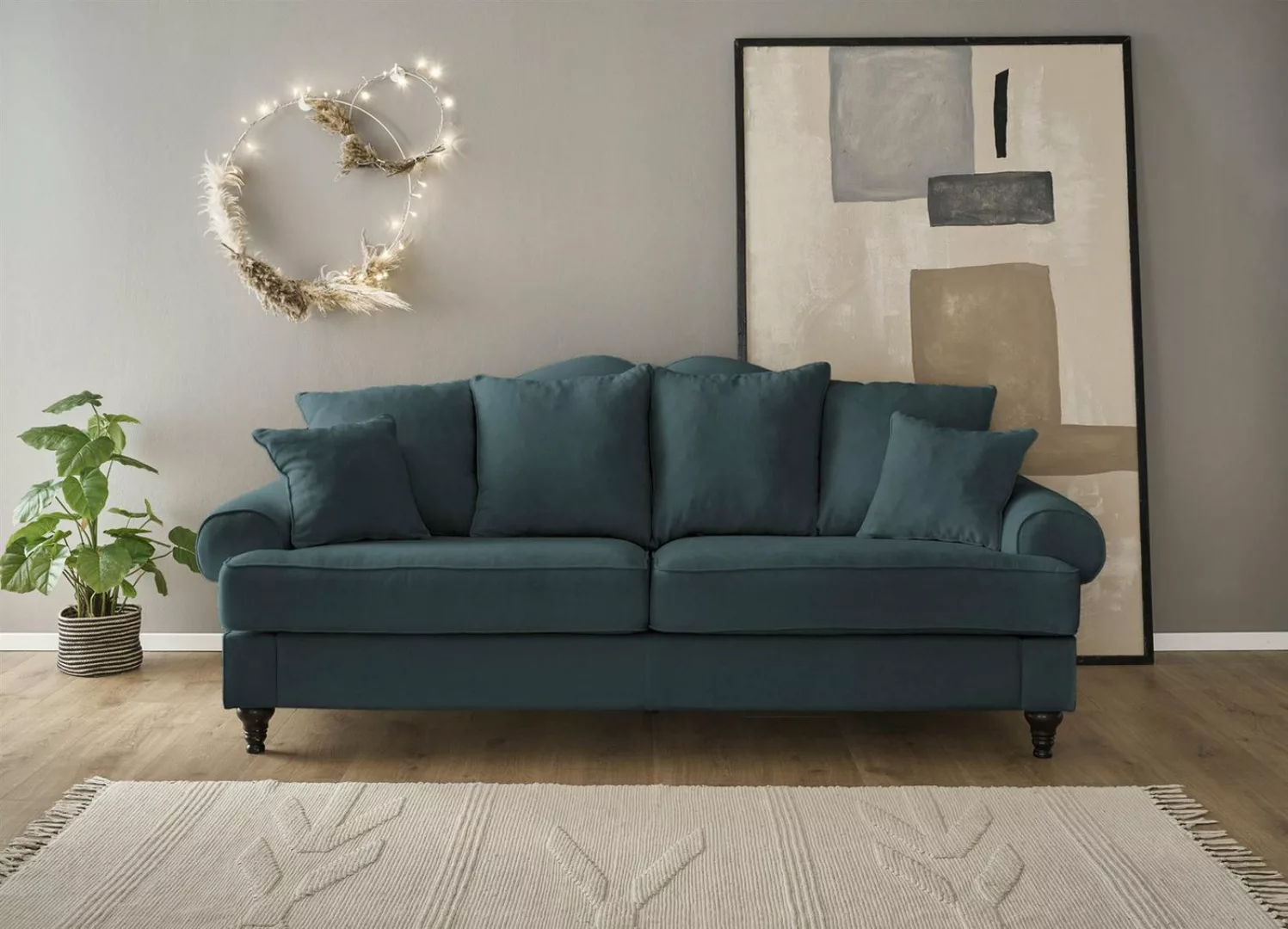 Design-Wohngalerie Sofa Couch Carmen 2 Sitzer - Mikrofaserstoff Lichtgrau günstig online kaufen