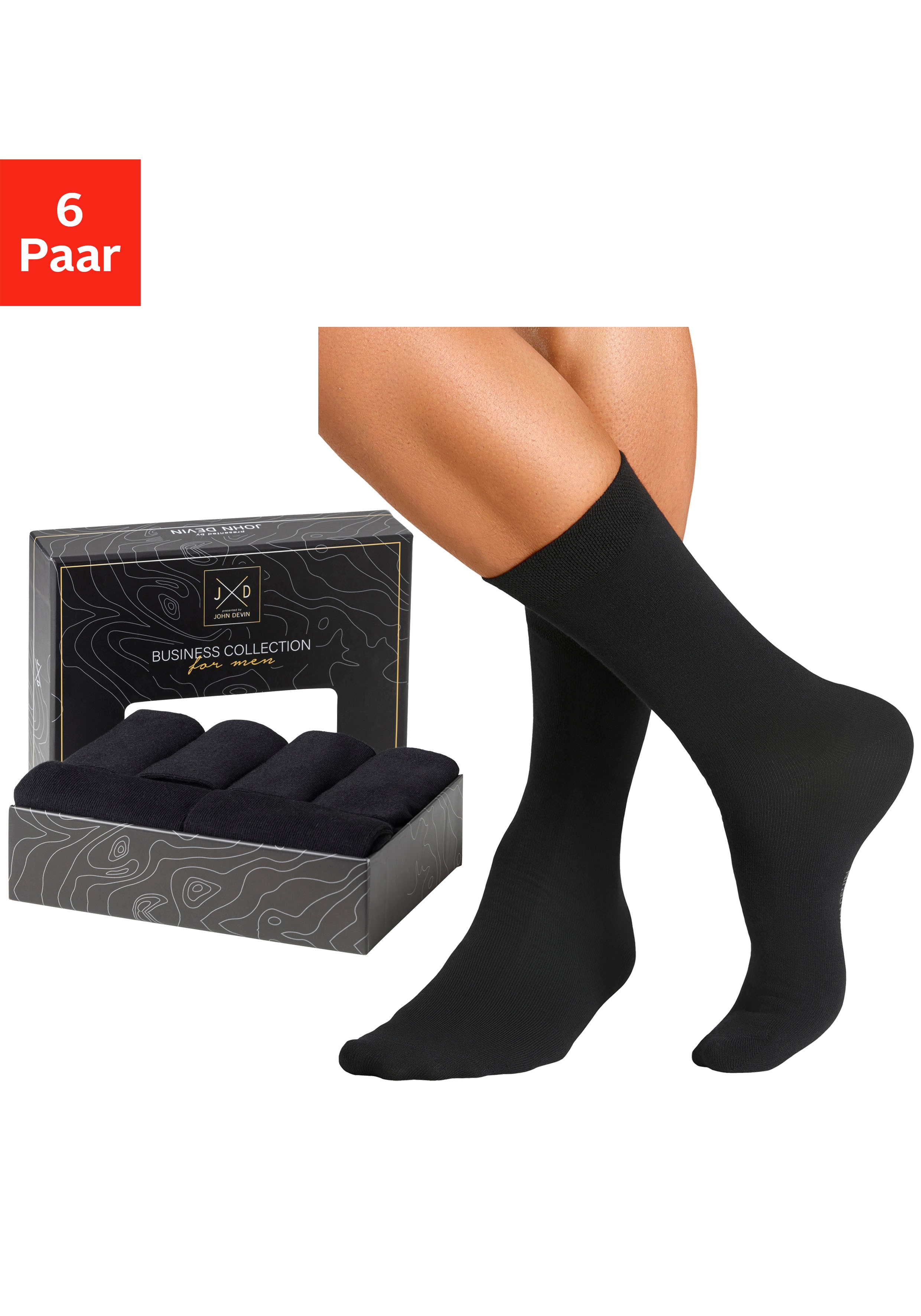 John Devin Businesssocken, (Packung, 6 Paar), lange Form, wertig in Box ver günstig online kaufen