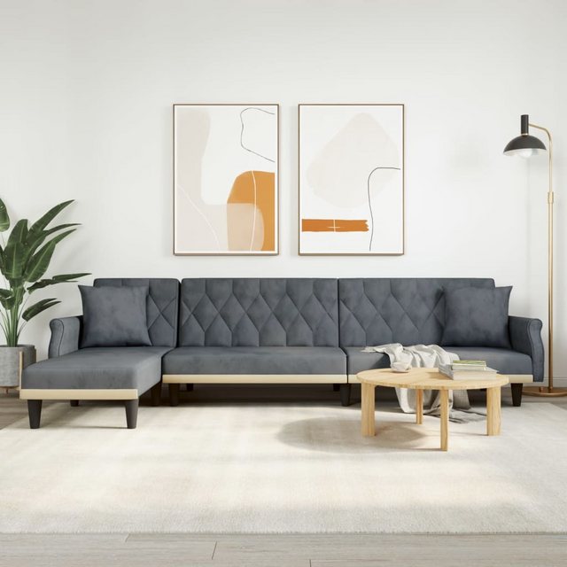 vidaXL Sofa Schlafsofa in L-Form Dunkelgrau 271x140x70 cm Samt Schlafcouch günstig online kaufen