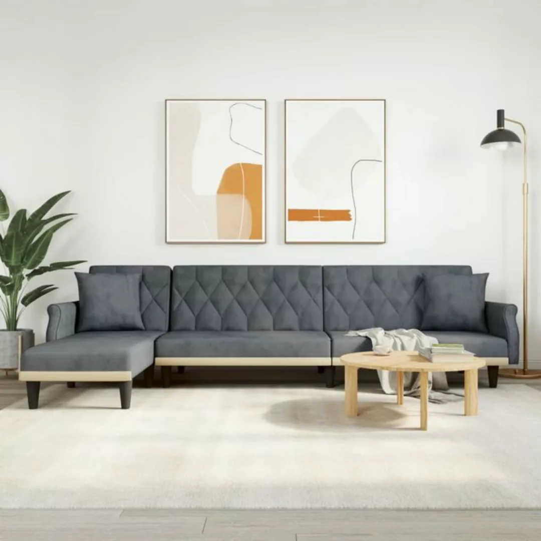 vidaXL Schlafsofa Schlafsofa in L-Form Dunkelgrau 271x140x70 cm Samt günstig online kaufen