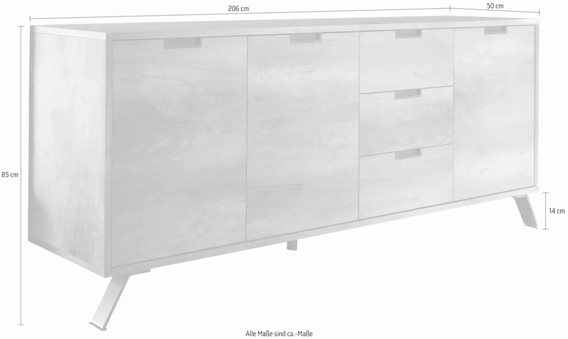 INOSIGN Sideboard "Palma", Breite 206 cm günstig online kaufen