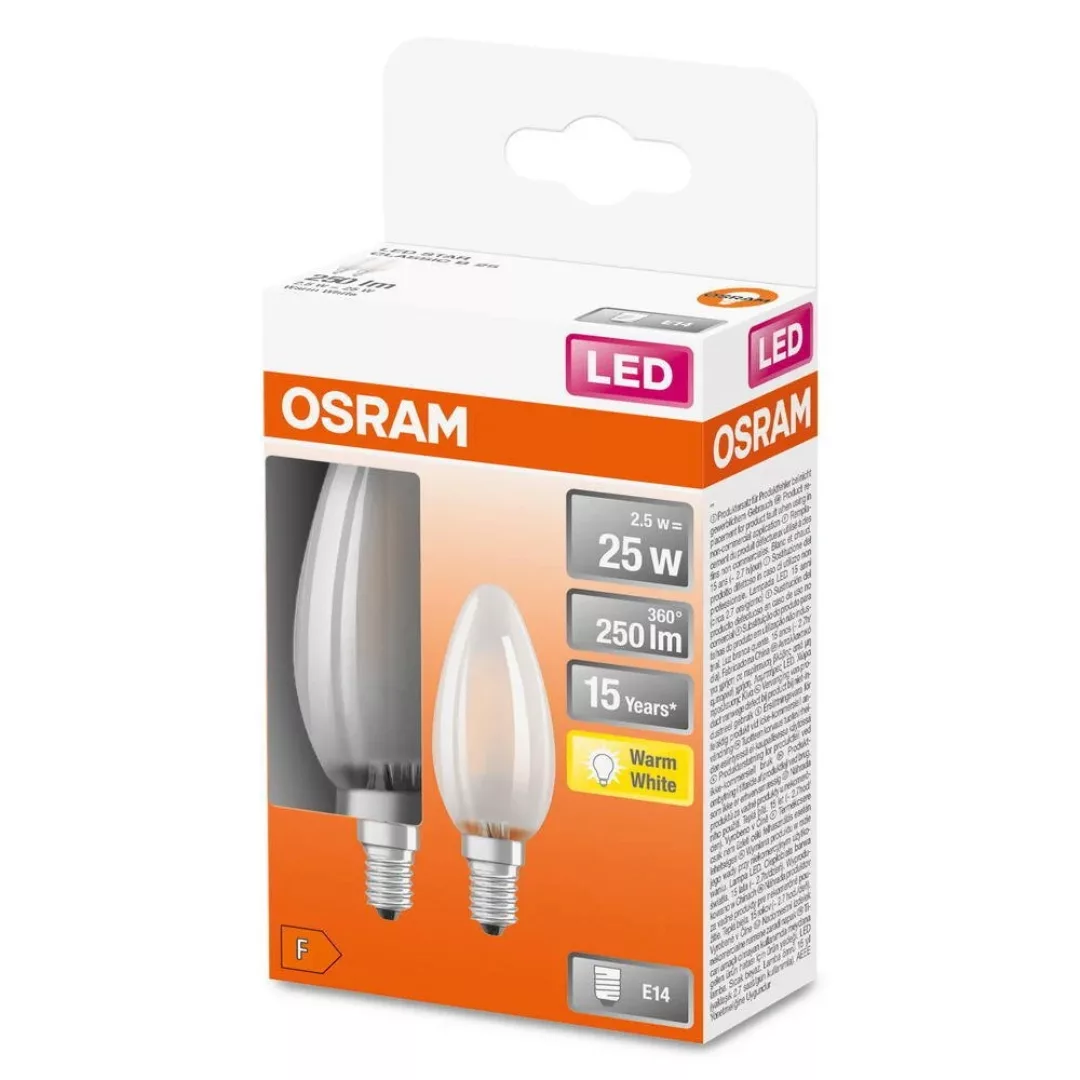 Osram LED Lampe ersetzt 25W E14 Kerze - B35 in Weiß 2,5W 250lm 2700K 2er Pa günstig online kaufen