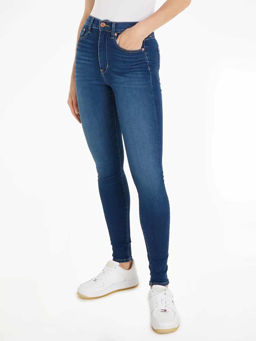 Tommy Jeans Bequeme Jeans Sylvia Skinny Slim Jeans Hohe Leibhöhe mit Lederm günstig online kaufen