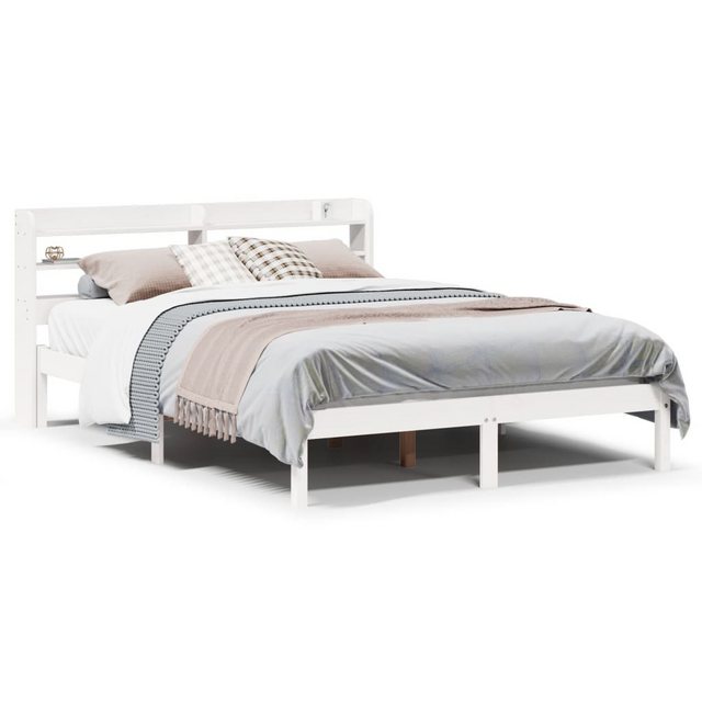 vidaXL Bett, Massivholzbett ohne Matratze Weiß 160x200 Kiefernholz günstig online kaufen