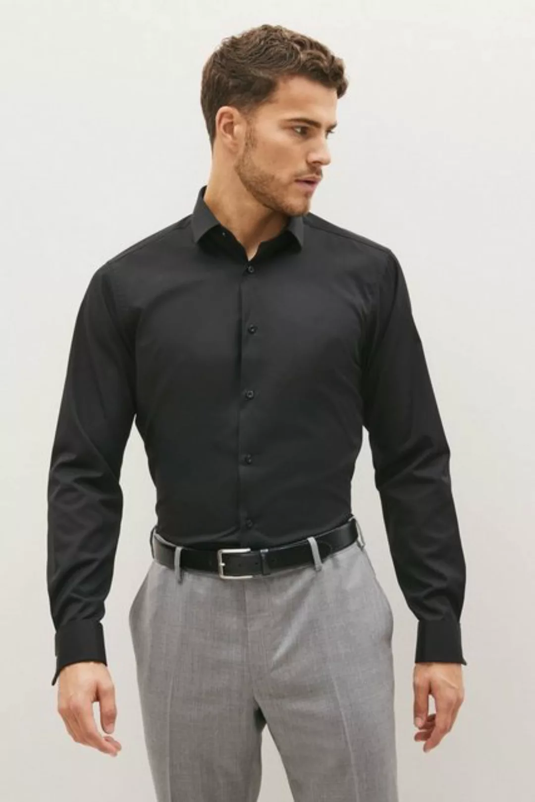 Next Langarmhemd Easy Care Slim Fit Hemd, Doppelmanschette (1-tlg) günstig online kaufen