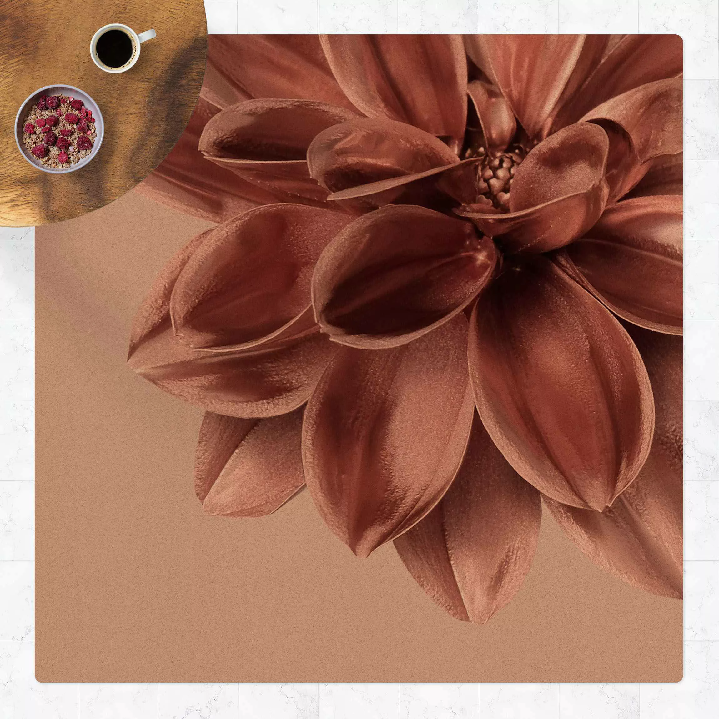 Kork-Teppich Dahlie Blume Rosegold Metallic Detail günstig online kaufen