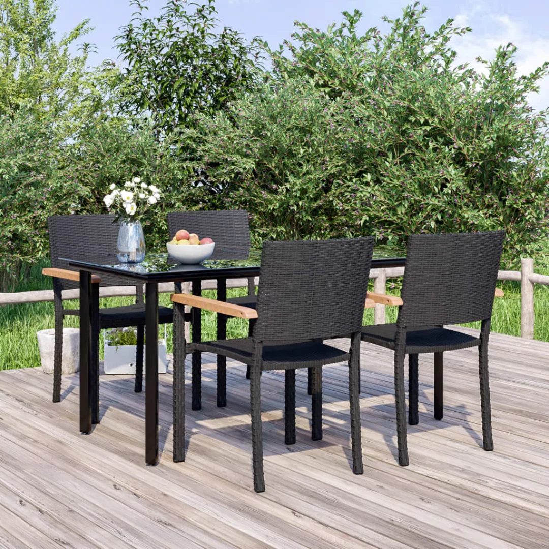 Vidaxl 5-tlg. Garten-essgruppe Schwarz Poly Rattan günstig online kaufen