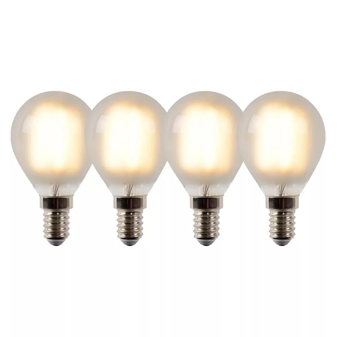 LED Leuchtmittel E14 Tropfen - P45 in Transparent-milchig 4W 400lm 4er-Pack günstig online kaufen
