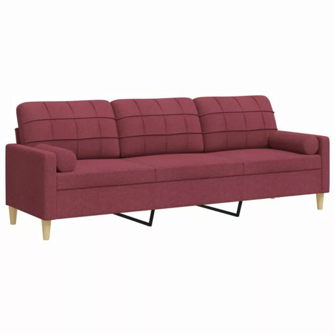 vidaXL Sofa Sofa 3-Sitzer mit Zierkissen Weinrot 210 cm Stoff günstig online kaufen