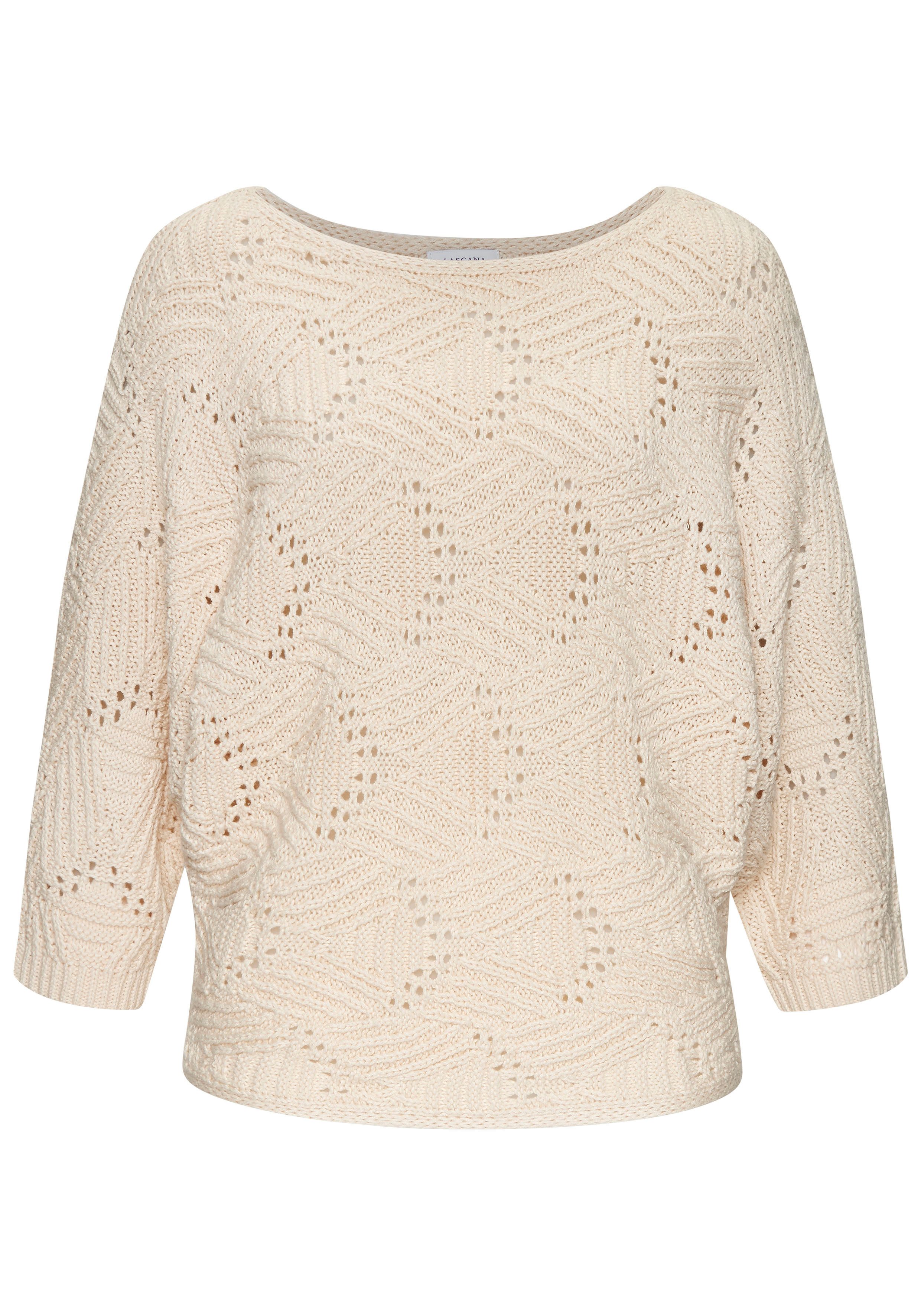 LASCANA Fledermauspullover, mit aufwendigem Strickmuster günstig online kaufen
