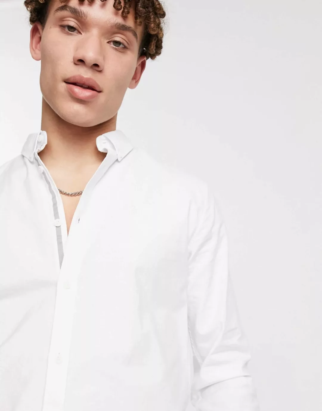 River Island – Weißes Oxfordhemd in Muskelshirt-Passform günstig online kaufen