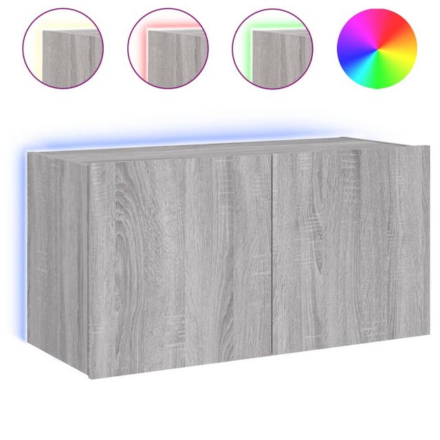 vidaXL TV-Schrank TV-Wandschrank mit LED-Leuchten Grau Sonoma 80x35x41 cm günstig online kaufen