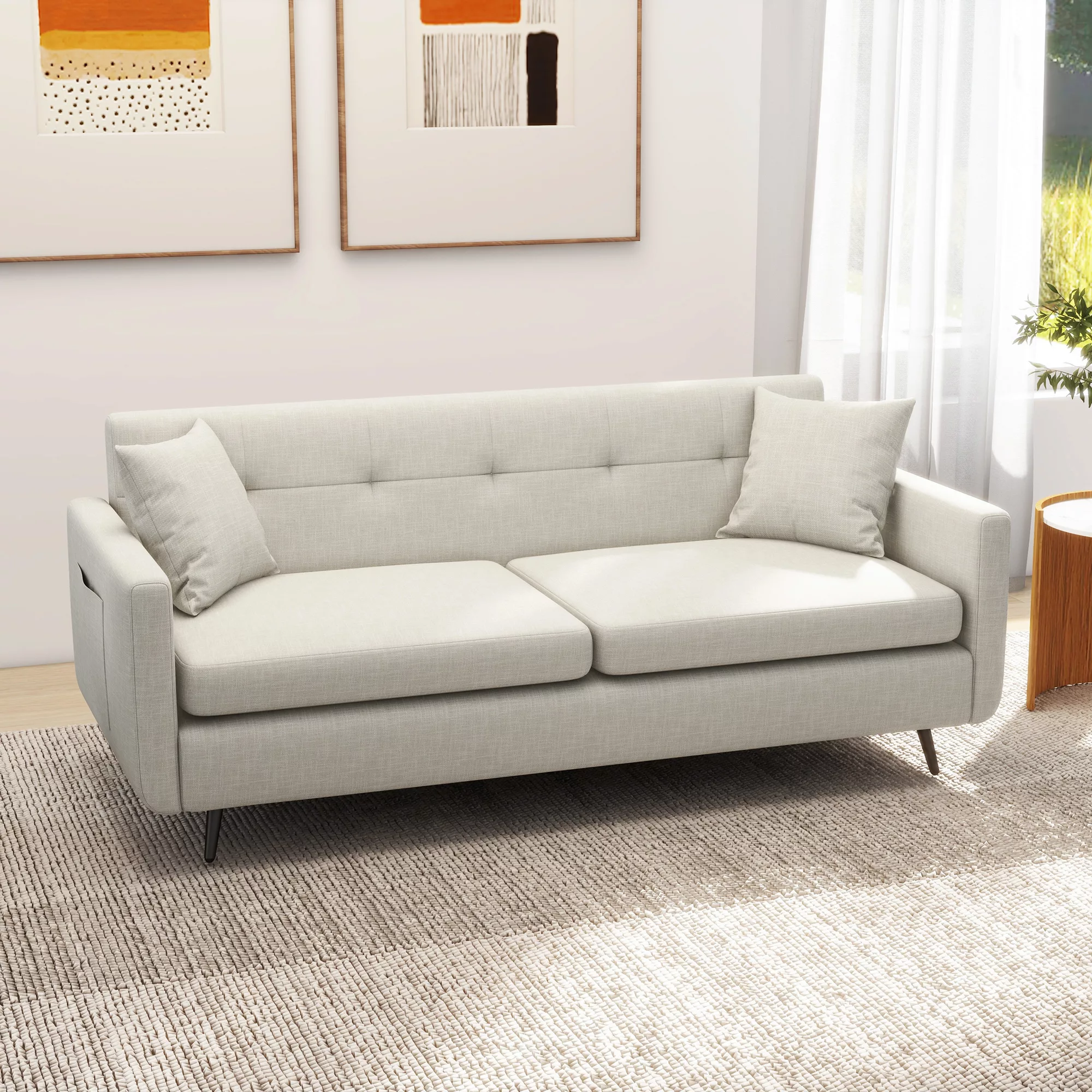 HOMCOM 3-Sitzer-Sofa, Dreier Couch mit Armlehne, Zierkissen, Polstersofa mi günstig online kaufen