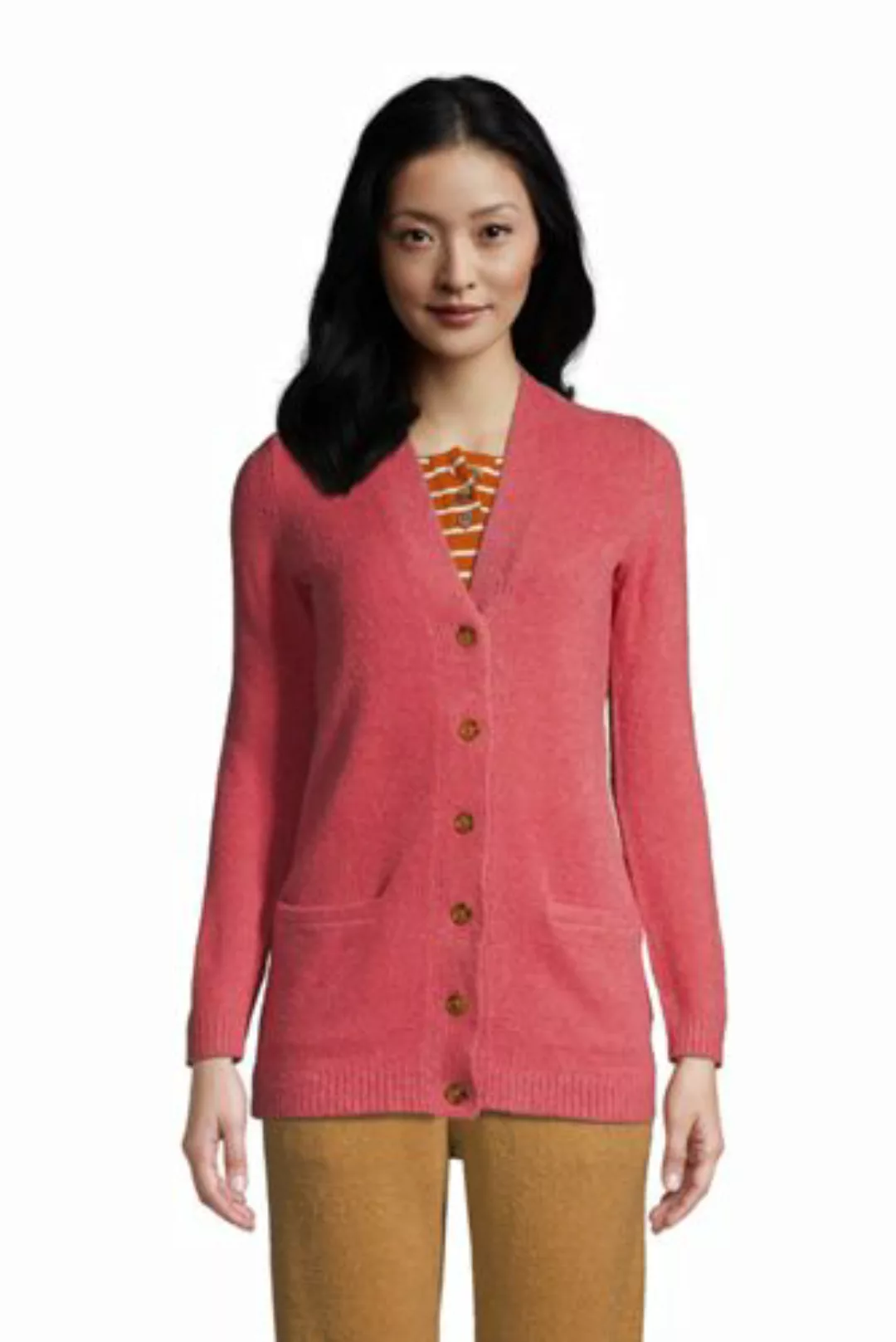 Langer Slounge-Cardigan, Damen, Größe: 48-50 Normal, Rot, Polyester-Mischun günstig online kaufen