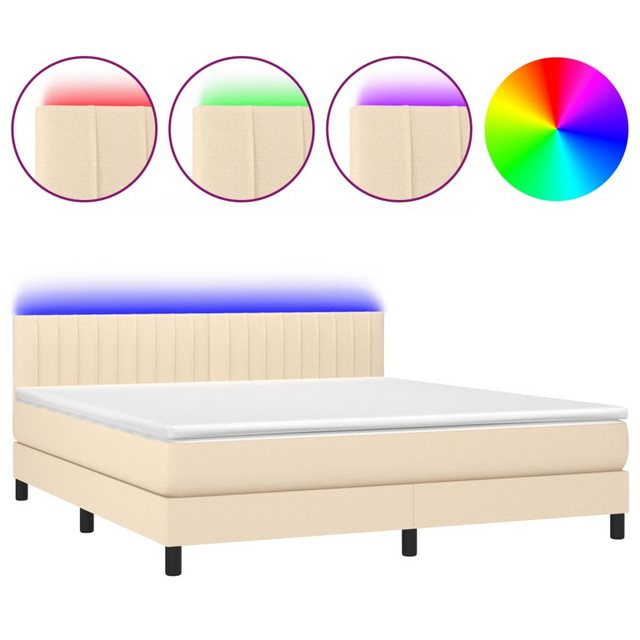 vidaXL Boxspringbett Boxspringbett mit Matratze LED Creme 160x200 cm Stoff günstig online kaufen