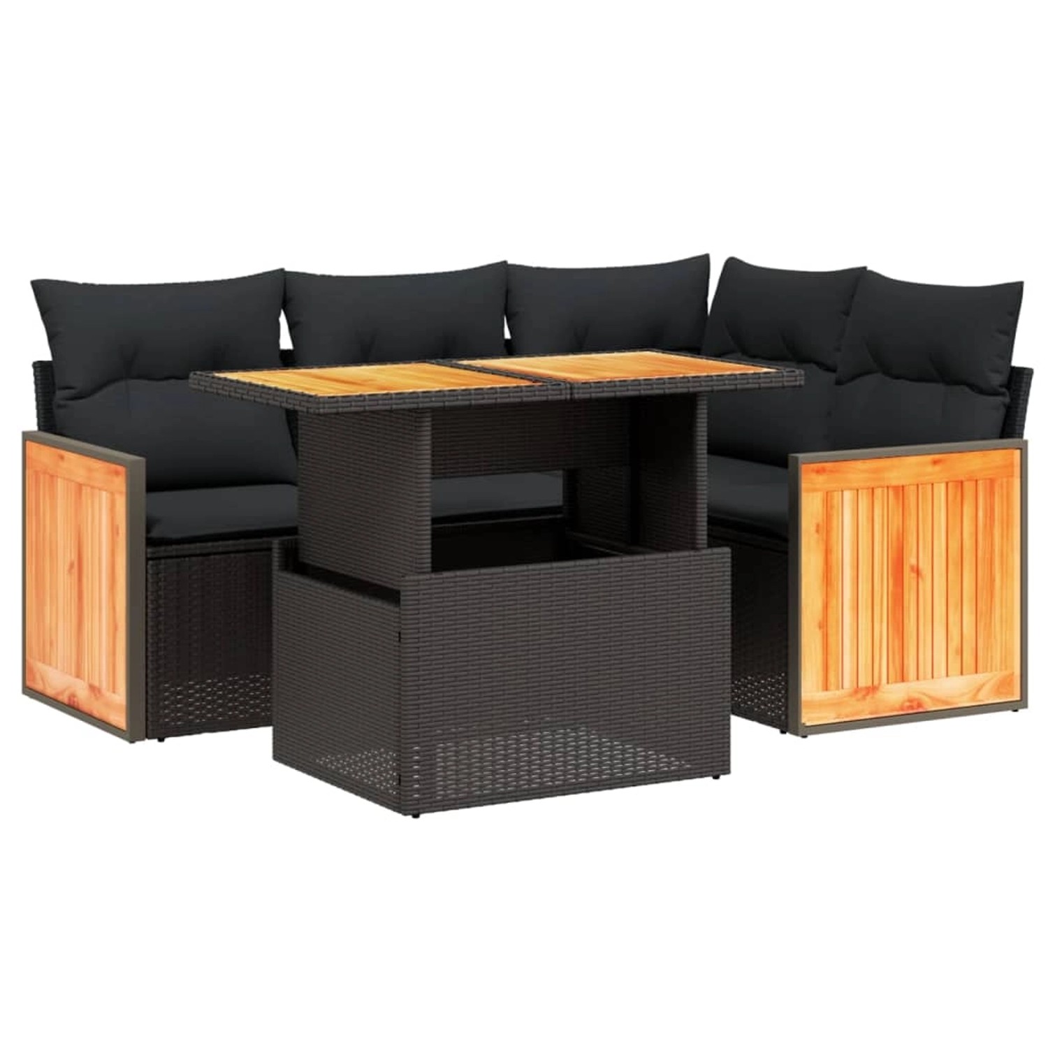 vidaXL 5-Tlg Garten-Sofagarnitur mit Kissen Schwarz Poly Rattan 3273939 günstig online kaufen
