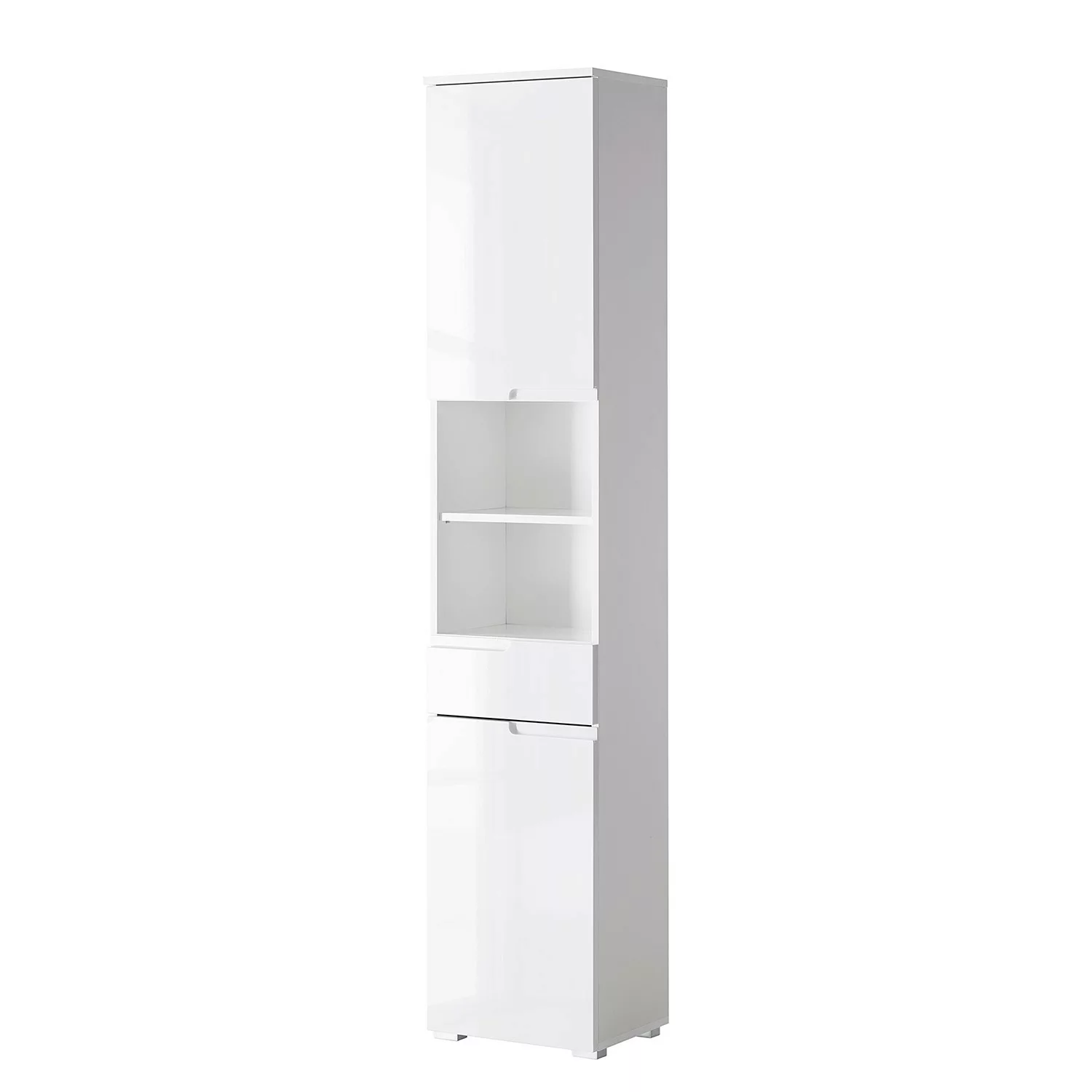 Hochschrank SPICE, Weiß Hochglanz, B 40 cm x H 199 cm, 2 Türen, 1 Schublade günstig online kaufen