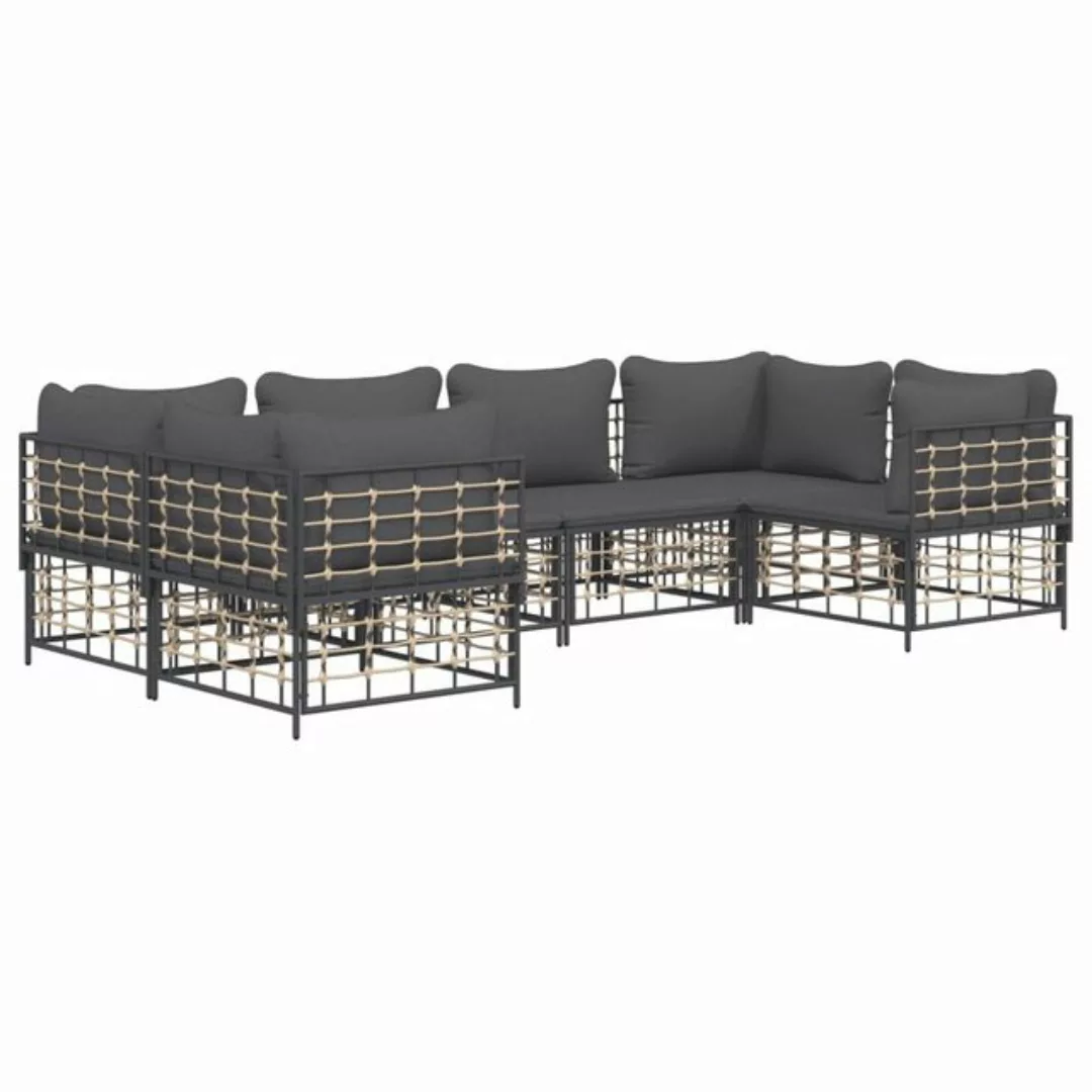 Vidaxl 6-tlg. Garten-lounge-set Mit Kissen Anthrazit Poly Rattan günstig online kaufen